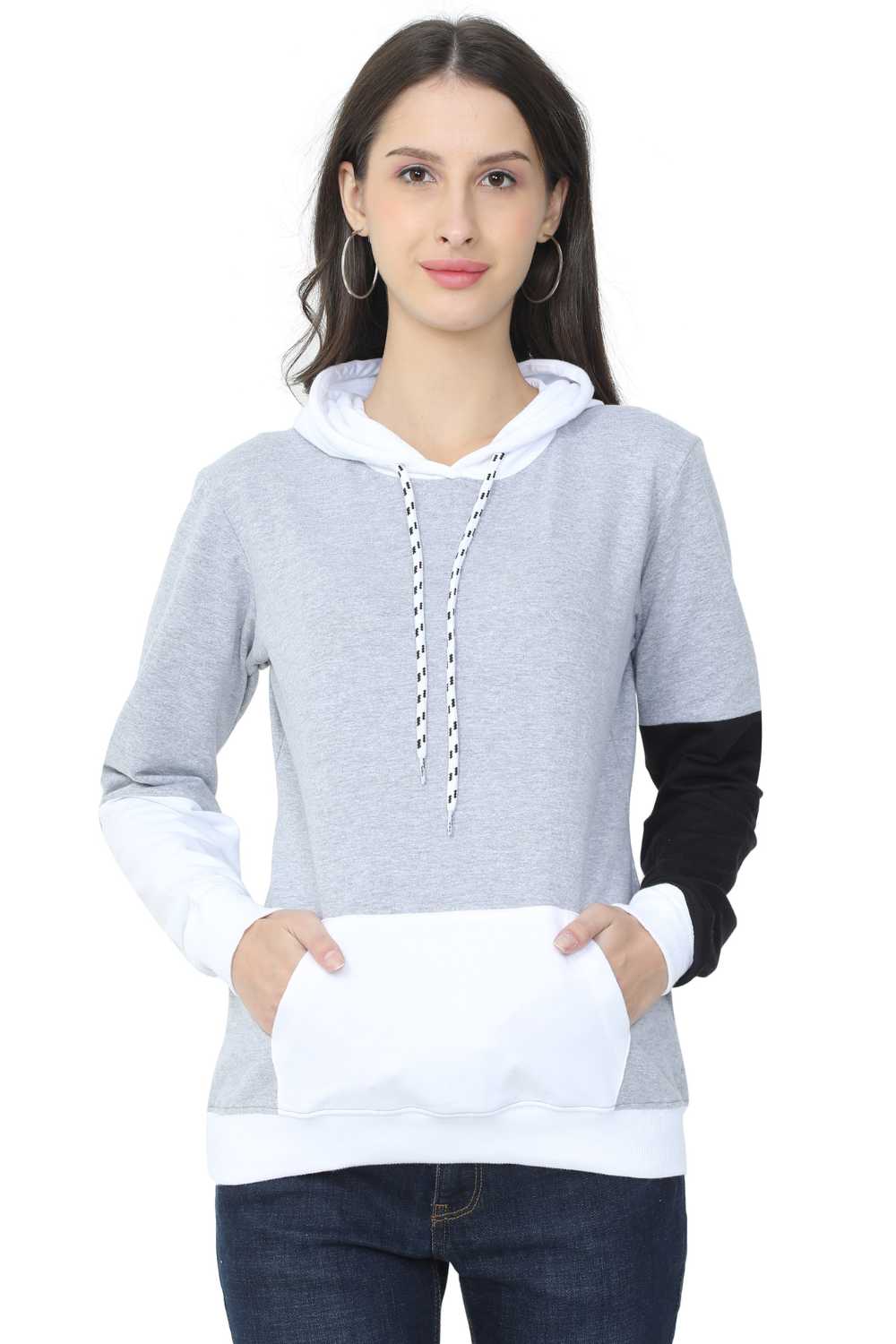 HOODIE for Women In Grey, Black and White Mixed | sandgrouse