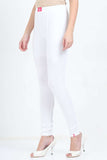 Women's Cotton Lycra White Full length legging | sandgrouse
