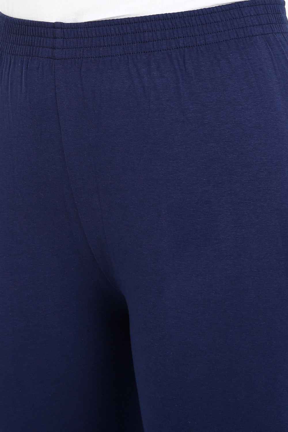 Women's Cotton Lycra Navy Full length legging | sandgrouse