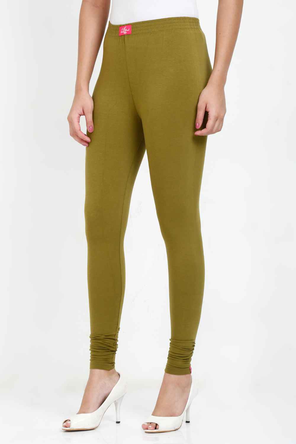 Women's Cotton Lycra Olive Full length legging | sandgrouse