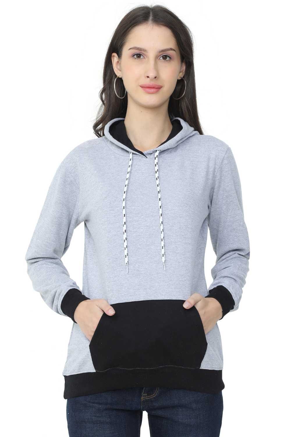 HOODIE For Women In Grey and Black Mixed | sandgrouse
