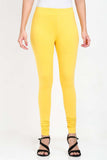Women's Cotton Lycra Yellow Full length legging | sandgrouse