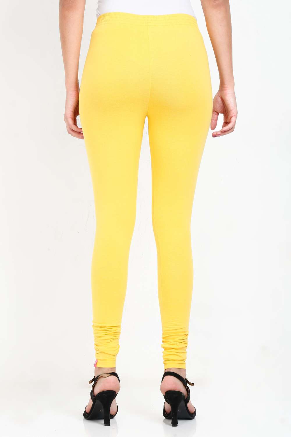 Women's Cotton Lycra Yellow Full length legging | sandgrouse
