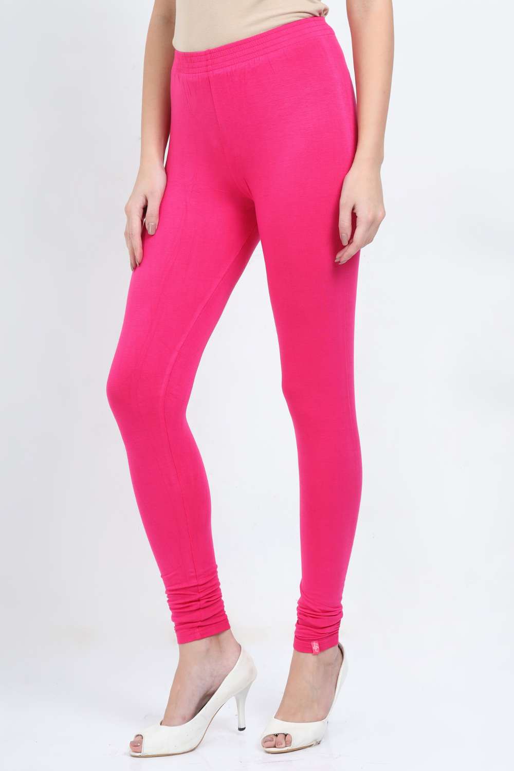 Women's Cotton Lycra Hot Pink Full length legging | sandgrouse