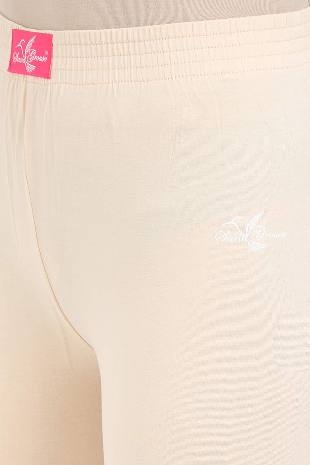 Women's Cotton Lycra Light Beige Full length legging | sandgrouse