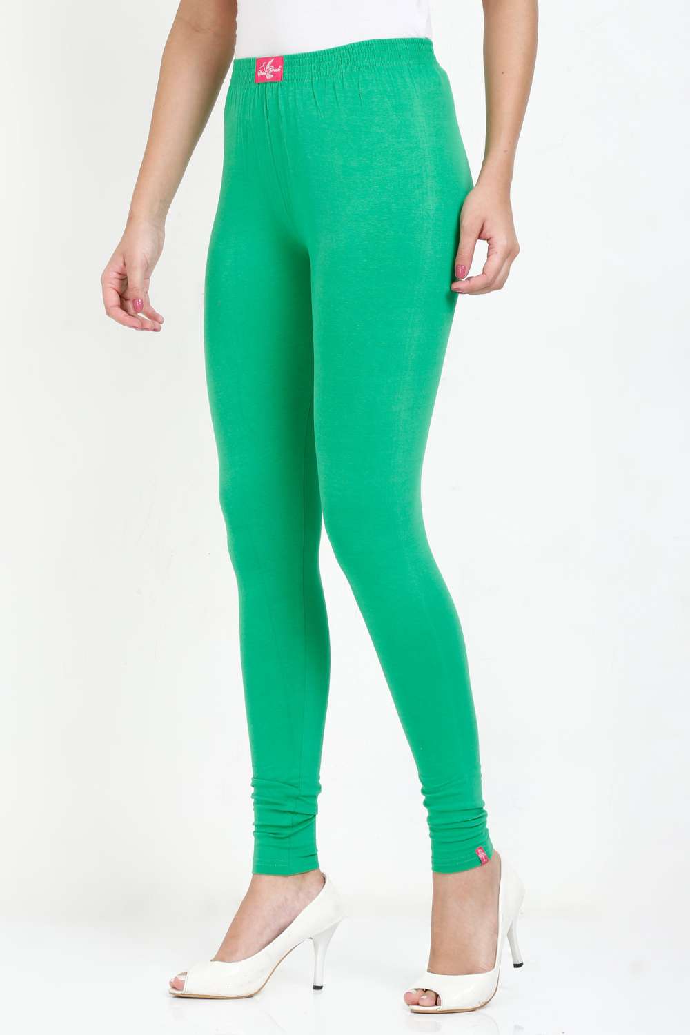 Women's Cotton Lycra Green Full length legging | sandgrouse