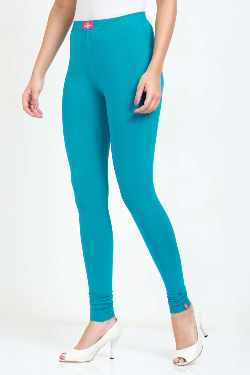 Combo of Solid Color Lycra Leggings in Beige and Navy Blue : BNJ795