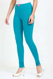 Women's Cotton Lycra Blue Full length legging | sandgrouse