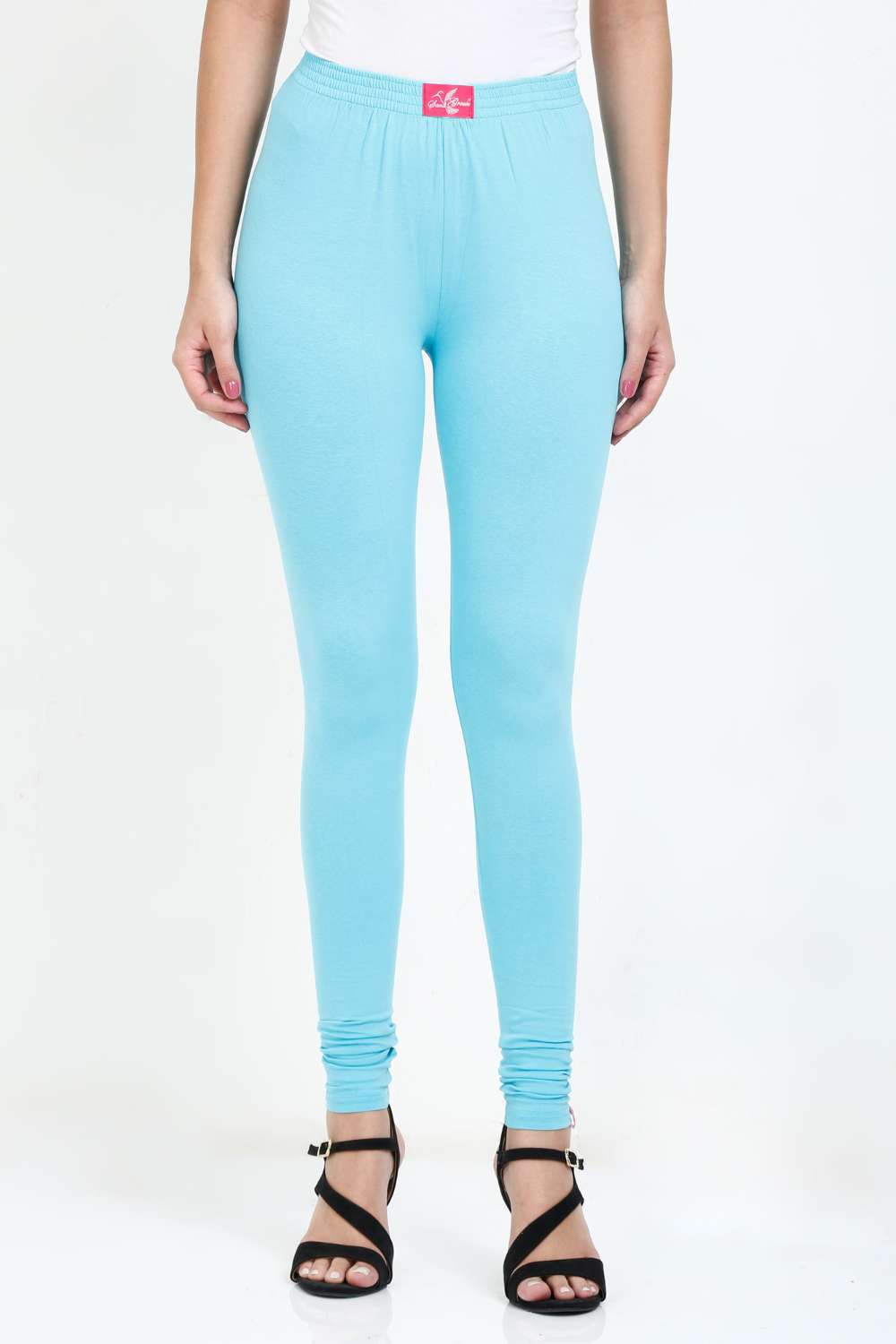Women's Cotton Lycra Light Blue Full length legging | sandgrouse