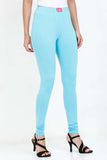 Women's Cotton Lycra Light Blue Full length legging | sandgrouse
