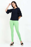 Women's Cotton Lycra Light Green Full length legging | sandgrouse