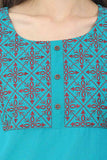 Light Blue Embroidery Straight Kurti | sandgrouse