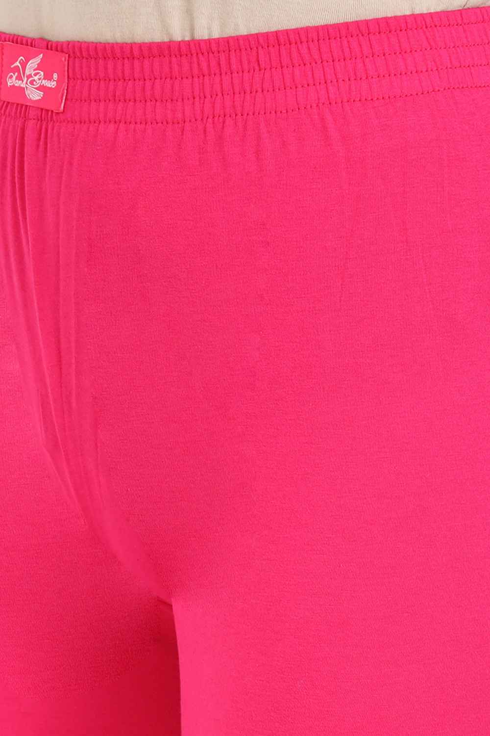 Women's Cotton Lycra Pink Ankle Legging | sandgrouse