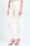 Women's Cotton Lycra Off White Full length legging | sandgrouse