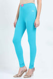 Women's Cotton Lycra Sky Blue Full length legging | sandgrouse