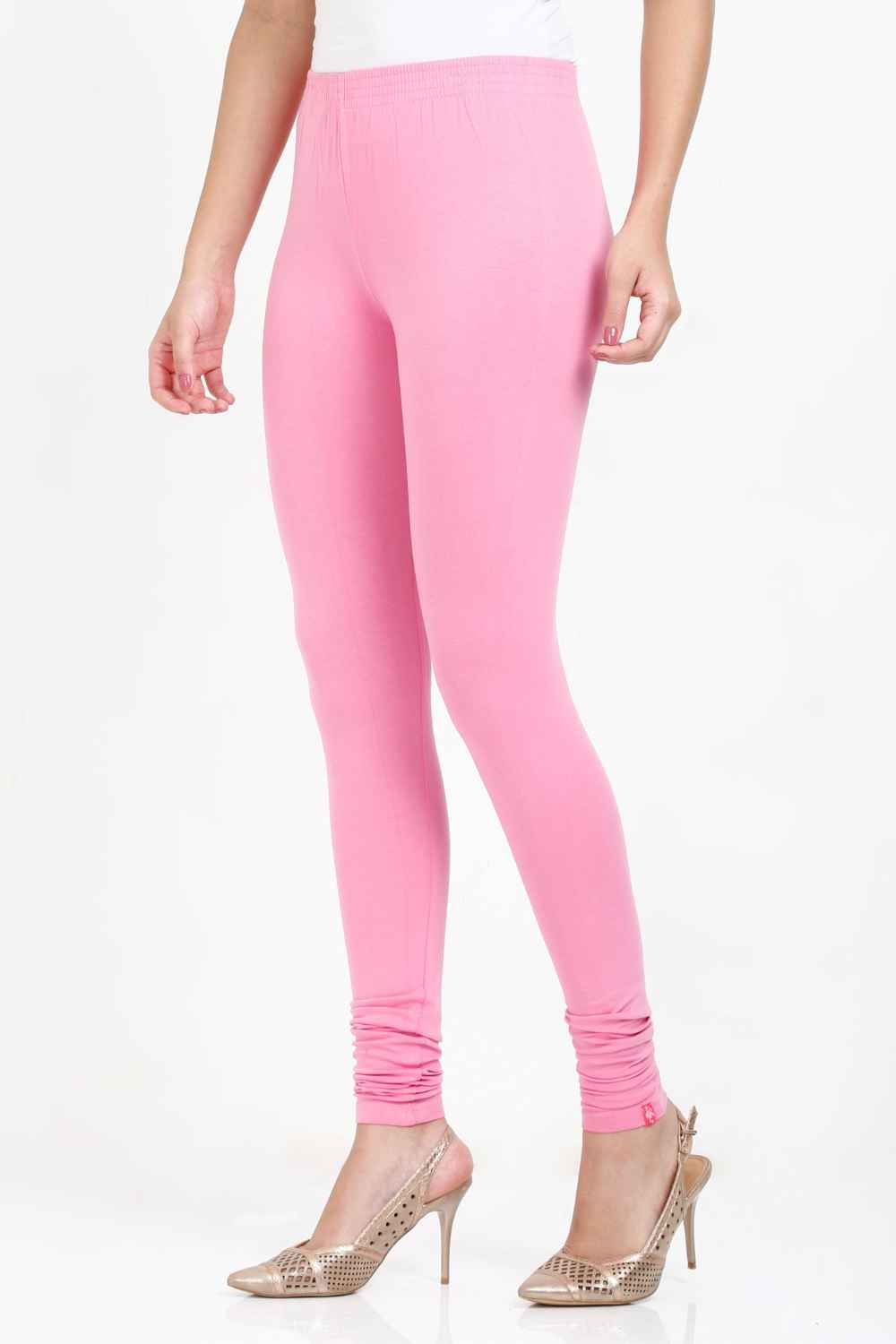 Women's Cotton Lycra Baby Pink Full length legging | sandgrouse