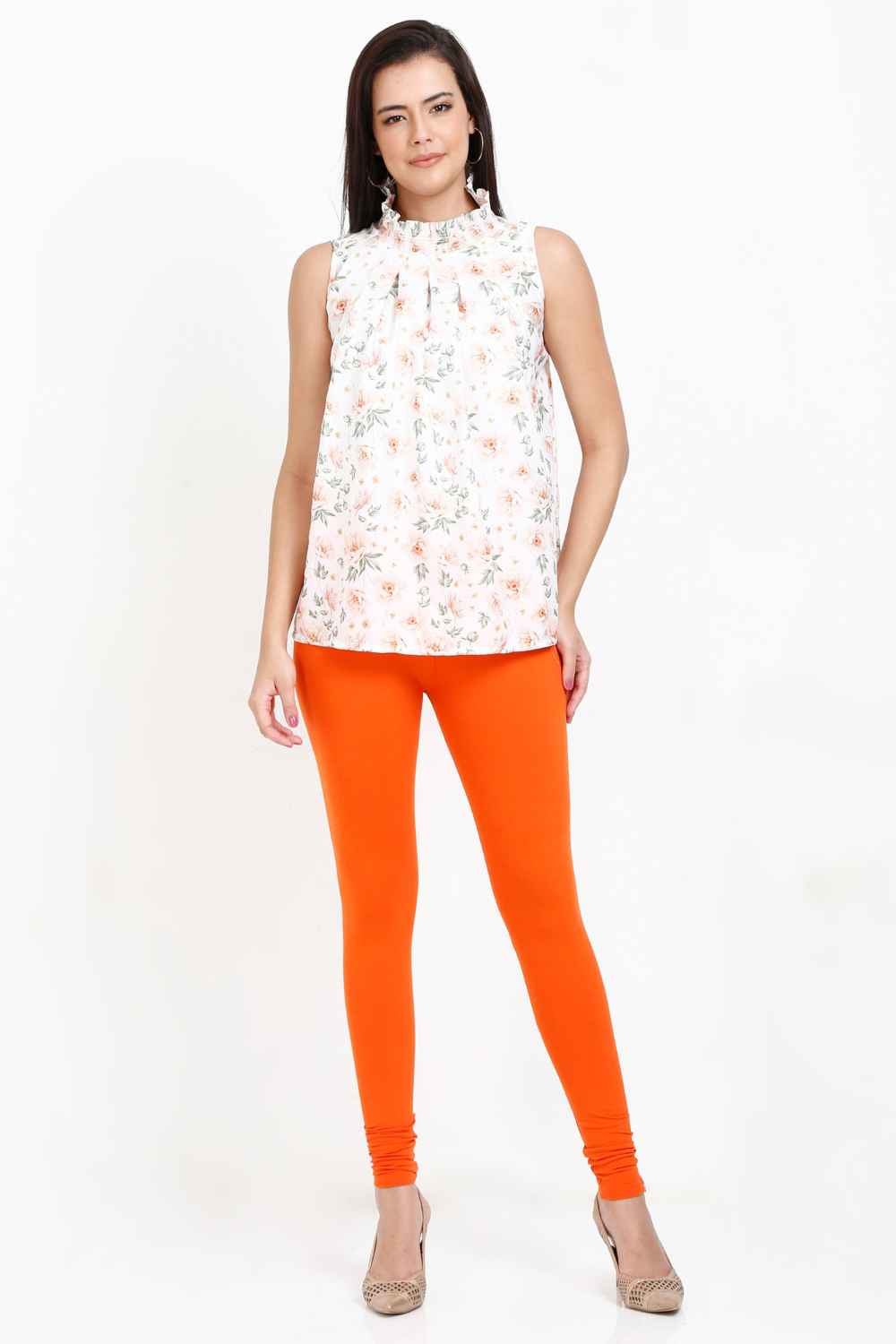 Women's Cotton Lycra Tiger Pink Full length legging | sandgrouse 